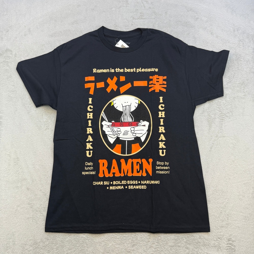 3FORTY Naruto Ichiraku Ramen T Shirt Mens Large Black Graphic Tee Anime Manga